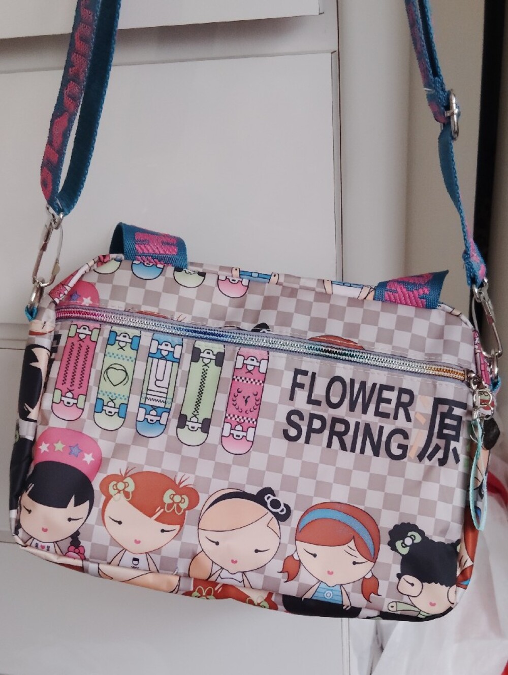 Harajuku Lovers Blue Multi-Color Graphic Crossbody Bag - Picture 3 of 4
